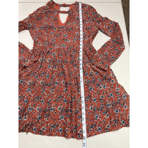 Nectar Clothing Red Floral Long Sleeve Midi Dress Size Small EUC - Picture 12 of 12